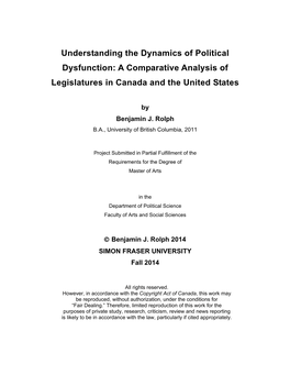 Understanding the Dynamics of Political Dysfunction: a Comparative Analysis of Legislatures in Canada and the United States