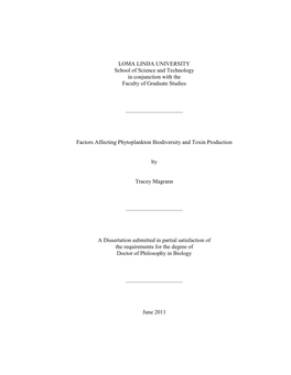 Dissertation Submitted in Partial Satisfaction of the Requirements for the Degree of Doctor of Philosophy in Biology