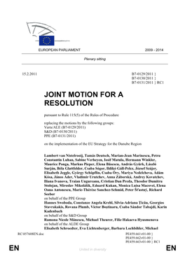 En En Joint Motion for a Resolution