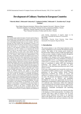 Development of Culinary Tourism in European Countries