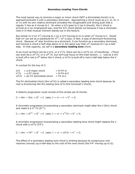 Secondary Leading Tone Chords the Most Typical Way to Tonicize a Major