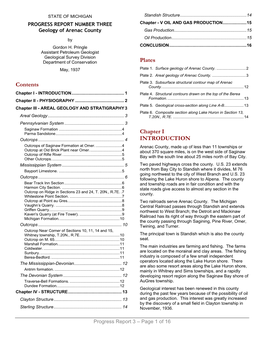 PROGRESS REPORT NUMBER THREE Geology of Arenac County