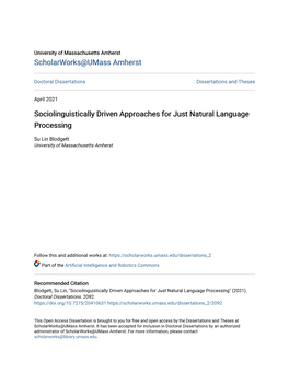 Sociolinguistically Driven Approaches for Just Natural Language Processing