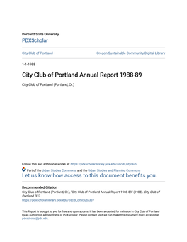 City Club of Portland Annual Report 1988-89