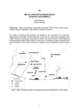 96 Metal Artifacts from South Coastal Guatemala