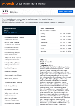 25 Bus Time Schedule & Line Route