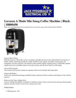 Lavazza a Modo Mio Smeg Coffee Machine | Black | 18000450