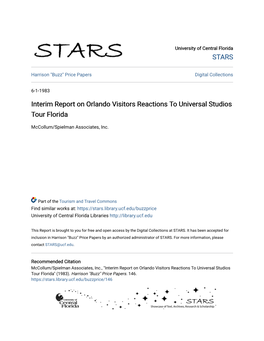 Interim Report on Orlando Visitors Reactions to Universal Studios Tour Florida