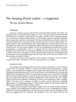 The Declining Pictish Symbol - a Reappraisal the Late Gordon Murray