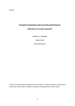 Transport Investment and Economic Performance