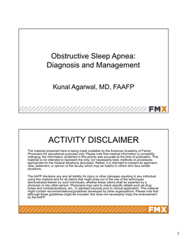 Obstructive Sleep Apnea: Diagnosis and Management