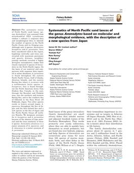 Systematics of North Pacific Sand Lances of the Genus Ammodytes Based on Molecular and Morphological Evidence, with the Descrip