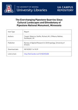 S`Jt≈J`§≈J`§ ¢`§Mnln”D: the EVERCHANGING PIPESTONE QUARRIES