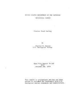 Fission Track Dating by Charles W. Naeser U.S. Geological Survey