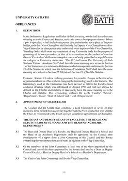 Ordinances of the University of Bath