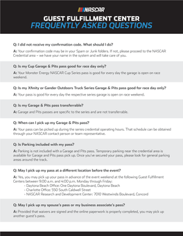 Guest Fulfillment Center Frequently Asked Questions