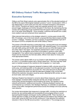 M5 Oldbury Viaduct Traffic Management Study Executive Summary