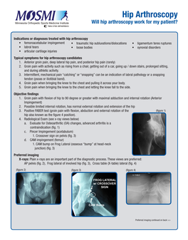 Hip Arthroscopy Will Hip Arthroscopy Work for My Patient?