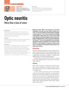 Optic Neuritis – More Than a Loss of Vision