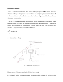 Ballastic Galvanometer This Is a Sophisticated Instrument. This