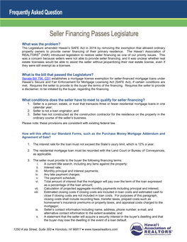 Seller Financing Passes Legislature