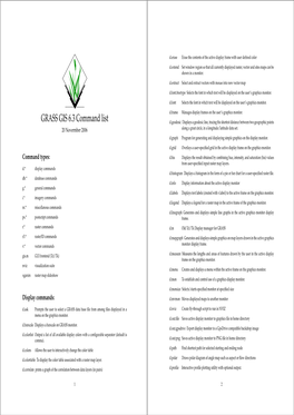GRASS GIS 6.3 Command List