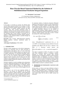 Haar Wavelet Based Numerical Method for the Solution of Multidimensional Stochastic Integral Equations