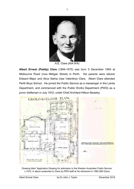 A.E. Clare (AIA WA) Albert Ernest (Paddy) Clare (1894-1975) Was