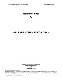 WELFARE SCHEMES for Obcs