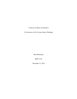 A Survey of Anton Von Werner's Proclamation of the German Empire