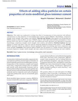 Effects of Adding Silica Particles on Certain Properties of Resin‑Modified Glass‑Ionomer Cement