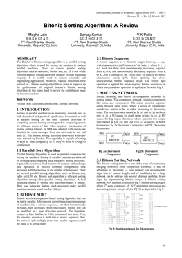 Bitonic Sorting Algorithm: a Review