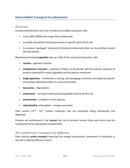 Intracellular Transport in Eukaryotes