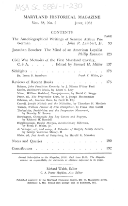 Maryland Historical Magazine, 1963, Volume 58, Issue No. 2