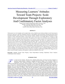 Measuring Learners' Attitudes Toward Team Projects: Scale Development