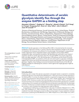 Quantitative Determinants of Aerobic Glycolysis Identify Flux Through The