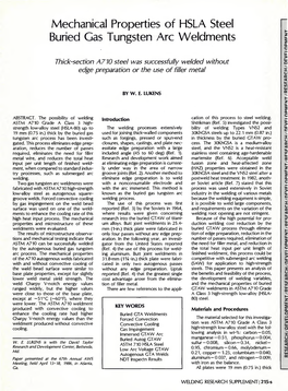 Mechanical Properties of HSLA Steel Buried Gas Tungsten Arc Weldments