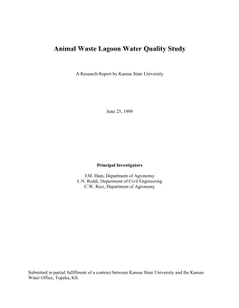 Animal Waste Lagoon Water Quality Study