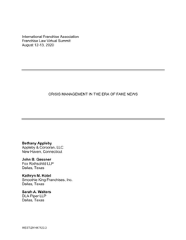 IFA 2020 Crisis Management Paper.Pdf