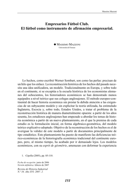 Empresarios Fútbol Club. El Fútbol Como Instrumento De Afirmación Empresarial