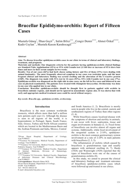 Brucellar Epididymo-Orchitis Van Tıp Dergisi: 17 (4):131-135, 2010
