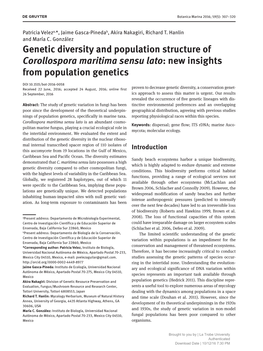Genetic Diversity and Population Structure of Corollospora Maritima Sensu Lato: New Insights from Population Genetics
