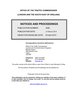 Notices and Proceedings: London and South East of England: 14 March
