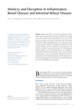 Mimicry and Deception in Inflammatory Bowel Disease and Intestinal Behçet Disease