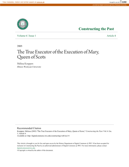 The True Executor of the Execution of Mary, Queen of Scots,