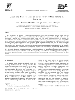 Stress and Fluid Control on De Collement Within Competent Limestone