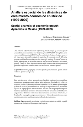 Análisis Espacial De Las Dinámicas De Crecimiento Económico En México (1999-2009)