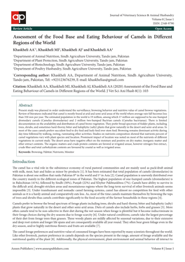 Assessment of the Food Base and Eating Behaviour of Camels In