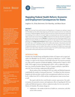 Repealing Federal Health Reform: Economic and Employment Consequences for States