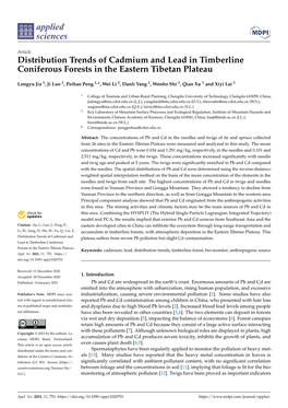 Distribution Trends of Cadmium and Lead in Timberline Coniferous Forests in the Eastern Tibetan Plateau